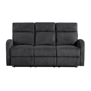 English Elm Reclining Sofa Set Microfiber Upholstered Wall Hugger Living Room Two Piece Suite Dark Gray 2pc B011S04305
