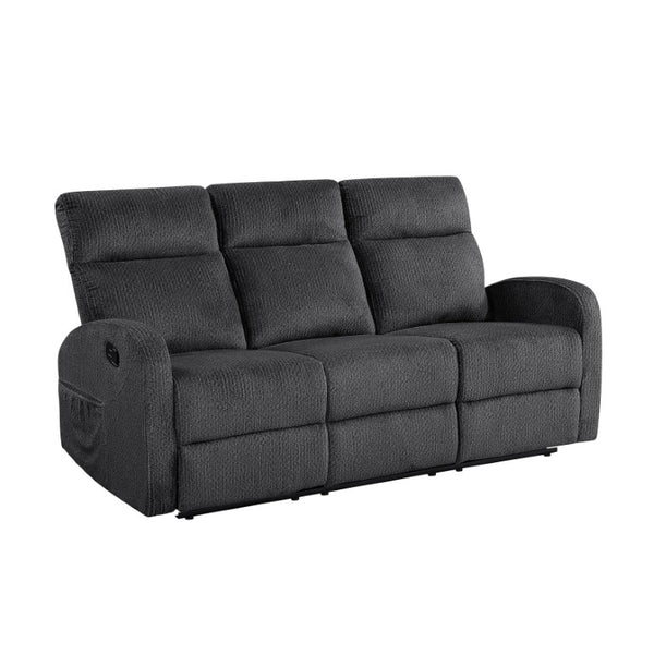 English Elm Reclining Sofa Set Microfiber Upholstered Wall Hugger Living Room Two Piece Suite Dark Gray 2pc B011S04305