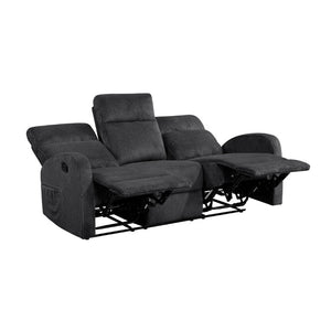 English Elm Reclining Sofa Set Microfiber Upholstered Wall Hugger Living Room Two Piece Suite Dark Gray 2pc B011S04305