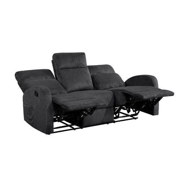 English Elm Reclining Sofa Set Microfiber Upholstered Wall Hugger Living Room Two Piece Suite Dark Gray 2pc B011S04305