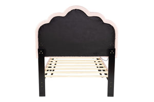 English Elm Modern Pink Wool Tufted Scalloped Headboard Platform Bedroom Set with LED Lighting B011S04311