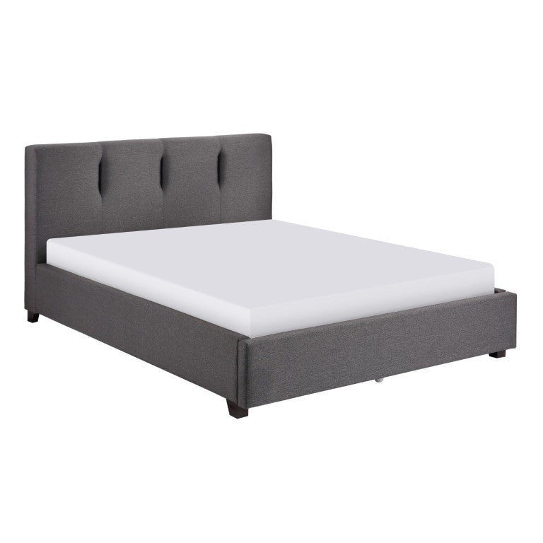 English Elm Gray Wingback Queen Bed Linen Upholstered Storage Drawers Solid Wood Contemporary Dark Gray Full - B B011S04313