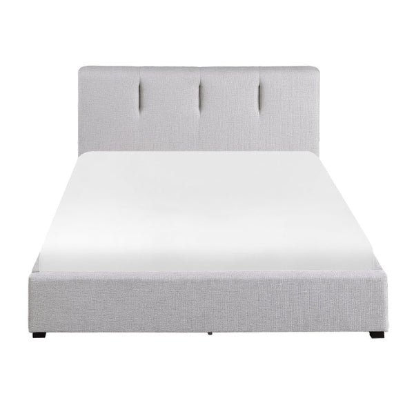 English Elm Gray California King Upholstered Storage Bed Tall Linen Headboard Contemporary Bedroom B011S04322