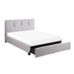 English Elm Gray Upholstered King Platform Bed Solid Wood Frame with Footboard Storage Drawers B011S04323