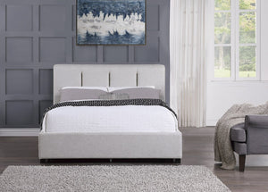 English Elm Gray Upholstered King Platform Bed Solid Wood Frame with Footboard Storage Drawers B011S04323