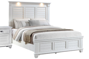 English Elm California King Slatted Panel Bed Solid Rubberwood Transitional Walnut Bedroom Frame King White Acacia Wood,MDF,Solid Wood B011S04325