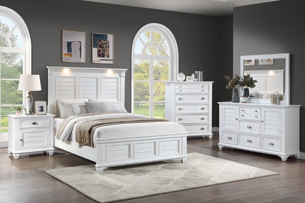 English Elm California King Slatted Panel Bed Solid Rubberwood Transitional Walnut Bedroom Frame King White Acacia Wood,MDF,Solid Wood B011S04325