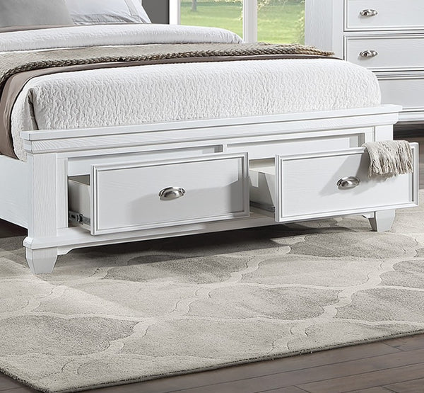 English Elm California King Slatted Panel Bed Solid Rubberwood Transitional Walnut Bedroom Frame King (with Drawers) White Acacia Wood,MDF,Solid Wood B011S04329