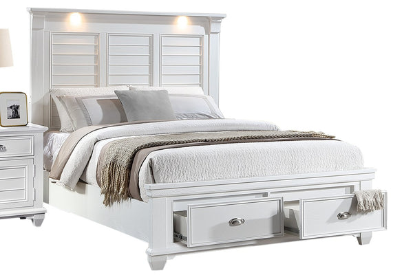 English Elm California King Slatted Panel Bed Solid Rubberwood Transitional Walnut Bedroom Frame King (with Drawers) White Acacia Wood,MDF,Solid Wood B011S04329