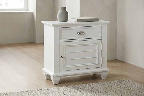 English Elm White Queen Platform Bedroom Set with LED Headboard Solid Acacia Wood 3 Piece B011S04335
