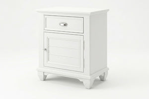 English Elm White Queen Platform Bedroom Set with LED Headboard Solid Acacia Wood 3 Piece B011S04335