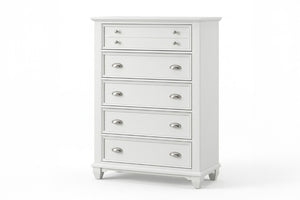 English Elm White Solid Wood King Bedroom Set with LED Headboard Panel Framing and Matching Storage B011S04336