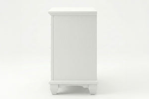 English Elm White Solid Wood King Bedroom Set with LED Headboard Panel Framing and Matching Storage B011S04336
