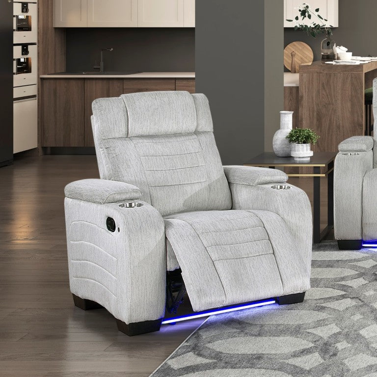 English Elm Contemporary Microfiber Reclining Sofa with Pocket Coil Support for Living Rooms Light Gray B011S04339