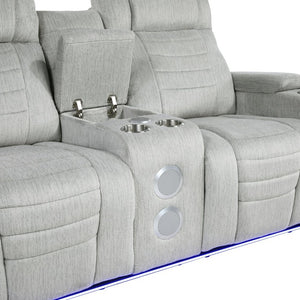 English Elm Luxury Reclining Sofa and Loveseat Set with LED Lighting Wireless Speaker Microfiber B011S04340