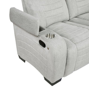 English Elm Luxury Reclining Sofa and Loveseat Set with LED Lighting Wireless Speaker Microfiber B011S04340