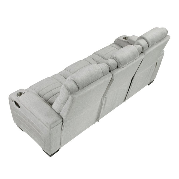 English Elm Luxury Reclining Sofa and Loveseat Set with LED Lighting Wireless Speaker Microfiber B011S04340