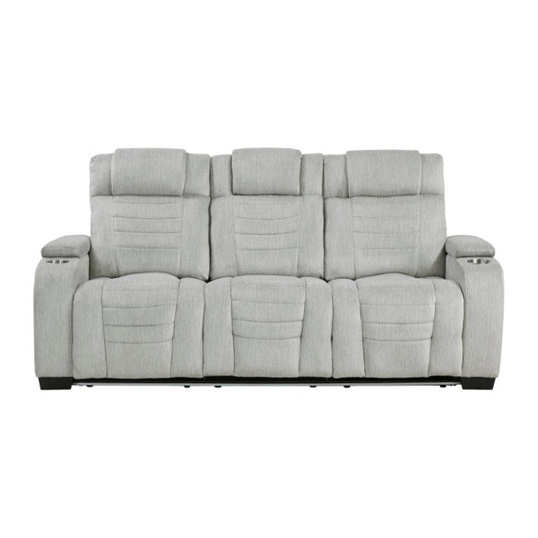 English Elm Luxury Reclining Sofa and Loveseat Set with LED Lighting Wireless Speaker Microfiber B011S04340