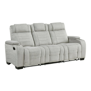 English Elm Luxury Reclining Sofa and Loveseat Set with LED Lighting Wireless Speaker Microfiber B011S04340