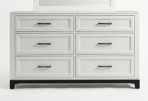 English Elm White Two-Tone Transitional Dresser with Mirror Felt-Lined Drawers Tapered Feet 6-Drawer Dresser w Mirror B011S04341