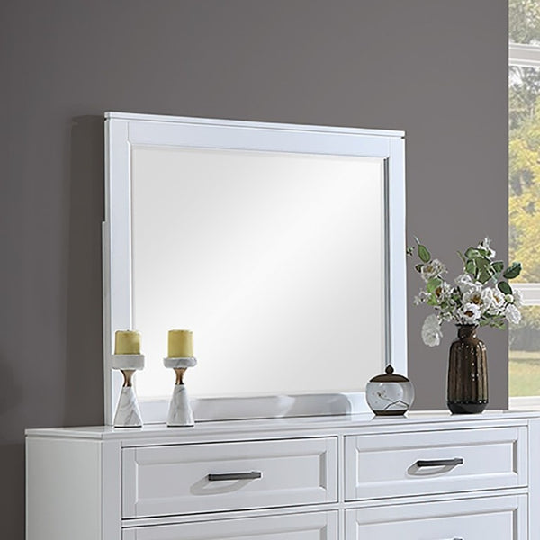 English Elm White Two-Tone Transitional Dresser with Mirror Felt-Lined Drawers Tapered Feet 6-Drawer Dresser w Mirror B011S04341