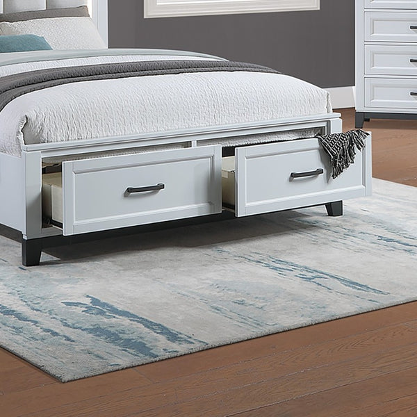English Elm Panel Upholstered King Storage Bed with LED Headboard Grid Tufted Two Tone Design B011S04345