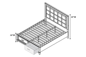 English Elm Panel Upholstered King Storage Bed with LED Headboard Grid Tufted Two Tone Design B011S04345