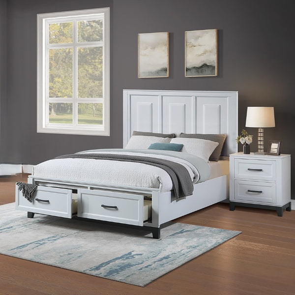English Elm 3Pc Queen Platform Bedroom Set with Panel Headboard Underbed Storage and Nightstands B011S04346