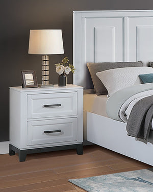 English Elm 3Pc Queen Bedroom Set Grid Tufted Upholstered Headboard with LED Lighting and Storage Eastern King 2x Nightstands B011S04347