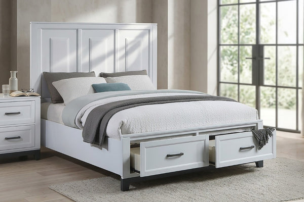 English Elm 3Pc Queen Bedroom Set Grid Tufted Upholstered Headboard with LED Lighting and Storage Eastern King 2x Nightstands B011S04347