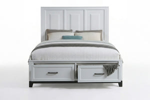 English Elm 3Pc Queen Bedroom Set Grid Tufted Upholstered Headboard with LED Lighting and Storage Eastern King Nightstand + Chest B011S04349