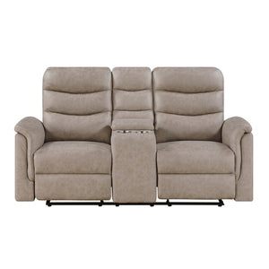 English Elm Reclining Sofa Set with Microfiber Upholstery Cup Holders and Storage Console for Living Rooms 3pc B011S04354