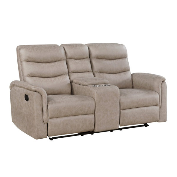 English Elm Reclining Sofa Set with Microfiber Upholstery Cup Holders and Storage Console for Living Rooms 3pc B011S04354