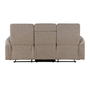 English Elm Reclining Sofa Set with Microfiber Upholstery Cup Holders and Storage Console for Living Rooms 3pc B011S04354