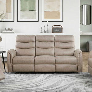 English Elm Reclining Sofa Set with Microfiber Upholstery Cup Holders and Storage Console for Living Rooms 3pc B011S04354