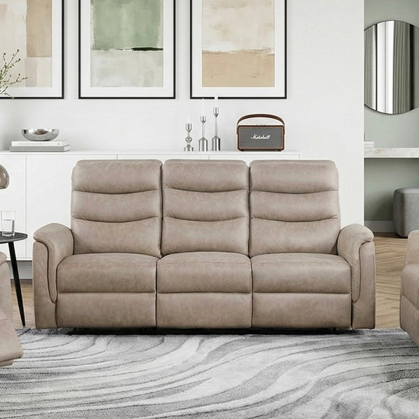 English Elm Reclining Sofa Set with Microfiber Upholstery Cup Holders and Storage Console for Living Rooms 3pc B011S04354