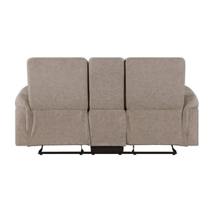 English Elm Reclining Sofa Set with Microfiber Upholstery Cup Holders and Storage Console for Living Rooms 2pc B011S04355