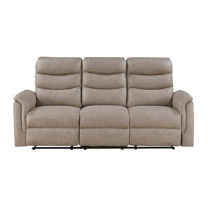 English Elm Reclining Sofa Set with Microfiber Upholstery Cup Holders and Storage Console for Living Rooms 2pc B011S04355