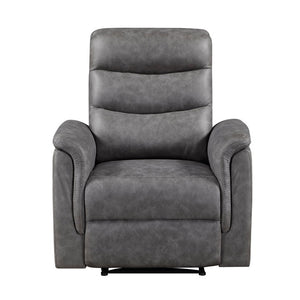 English Elm Gray Microfiber 3 Piece Reclining Sofa Set with Storage Console and Cup Holders B011S04356