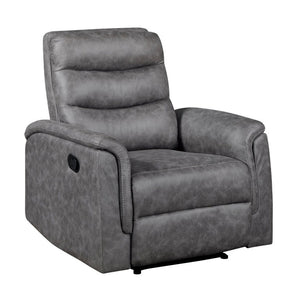 English Elm Gray Microfiber 3 Piece Reclining Sofa Set with Storage Console and Cup Holders B011S04356