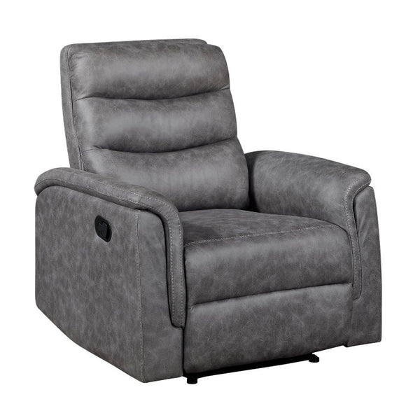 English Elm Gray Microfiber 3 Piece Reclining Sofa Set with Storage Console and Cup Holders B011S04356