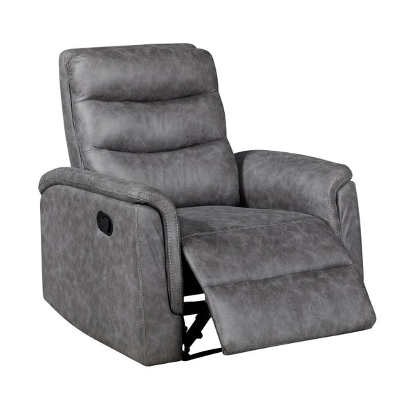 English Elm Gray Microfiber 3 Piece Reclining Sofa Set with Storage Console and Cup Holders B011S04356