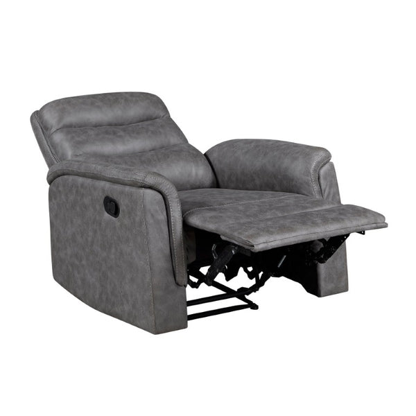 English Elm Gray Microfiber 3 Piece Reclining Sofa Set with Storage Console and Cup Holders B011S04356