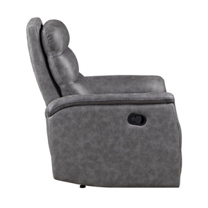 English Elm Gray Microfiber 3 Piece Reclining Sofa Set with Storage Console and Cup Holders B011S04356