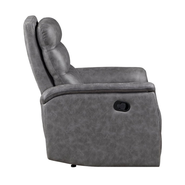 English Elm Gray Microfiber 3 Piece Reclining Sofa Set with Storage Console and Cup Holders B011S04356