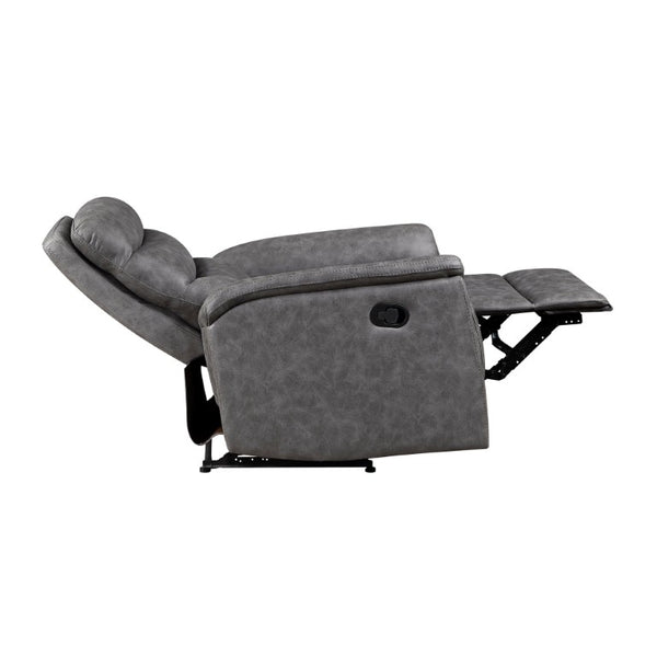 English Elm Gray Microfiber 3 Piece Reclining Sofa Set with Storage Console and Cup Holders B011S04356