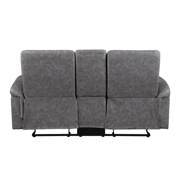 English Elm Modern Microfiber Reclining Sofa with Drop Down Table and Cup Holders for Living Room Gray 2pc Set B011S04357