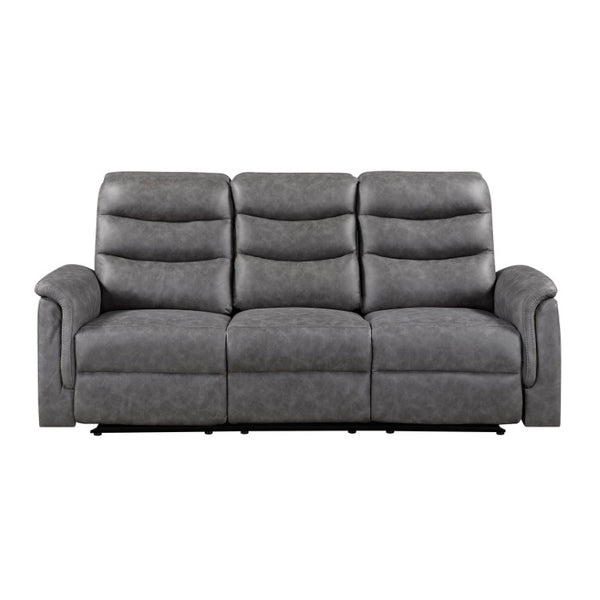 English Elm Modern Microfiber Reclining Sofa with Drop Down Table and Cup Holders for Living Room Gray 2pc Set B011S04357