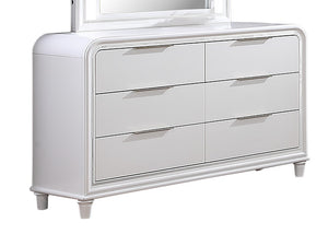 English Elm Classic Pearl White Six Drawer Dresser with Mirror Solid Wood Contemporary Bedroom 6 Drawer B011S04358