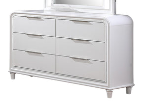 English Elm Classic Pearl White Six Drawer Dresser with Mirror Solid Wood Contemporary Bedroom 6 Drawer B011S04358